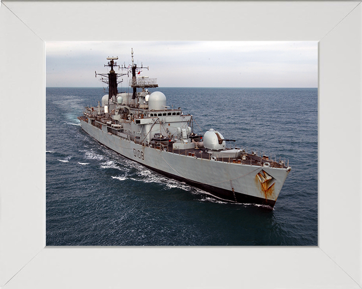 HMS Cardiff (D108) Photo Print - At Sea 2002 - Royal Navy Type 42 Destroyer Hampshire Prints 10 x 8 White Frame No