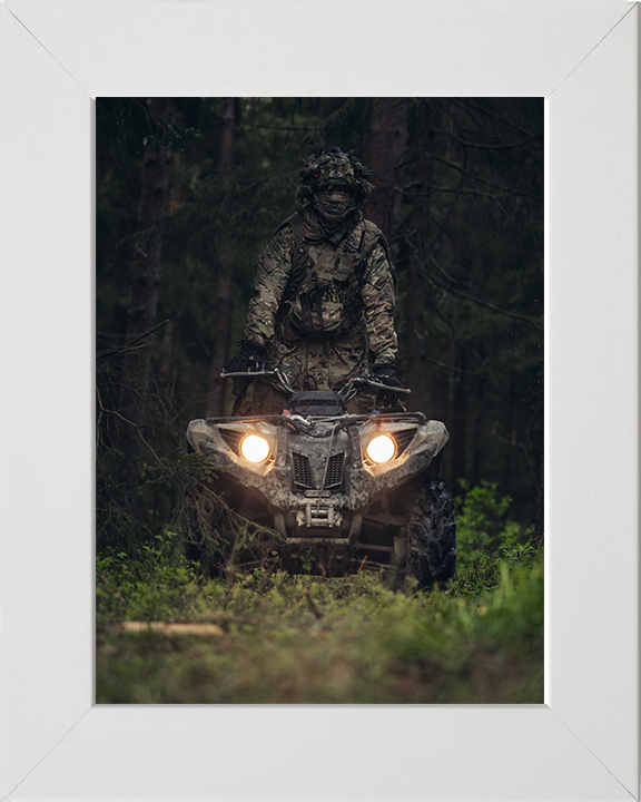 Soldier Riding a Quad bike Photo Print - British Army Hampshire Prints 10 x 8 White Frame No