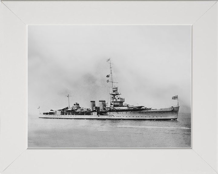 HMS Calcutta (D82) Royal Navy C Class Light Cruiser Starboard View Photo Print Wall Art Decor Posters, Prints, & Visual Artwork Hampshire Prints 10 x 8 White Frame No