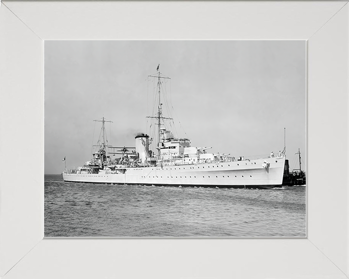 HMS Achilles (C70) Royal Navy Leander Class Light Cruiser Photo Print Starboard View Warship Wall Art Posters, Prints, & Visual Artwork Hampshire Prints 10 x 8 White Frame No