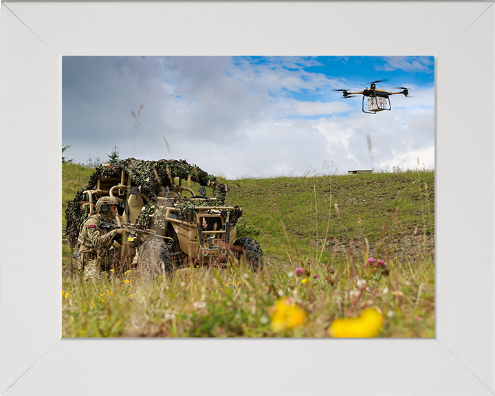 Royal Marines Commando with Malloy Aeronautics Drone Photo Print Hampshire Prints 10 x 8 White Frame No