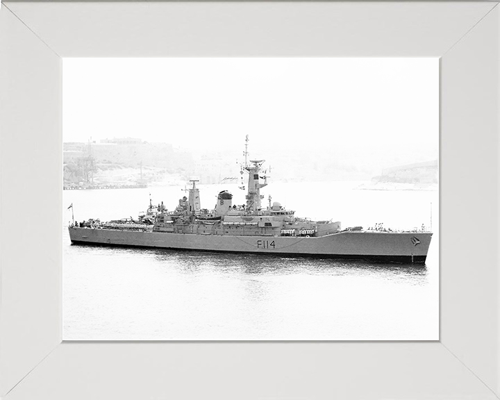 HMS Ajax (F114) Royal Navy Leander Class Frigate Photo Print Warship Wall Art Posters, Prints, & Visual Artwork Hampshire Prints 10 x 8 White Frame No
