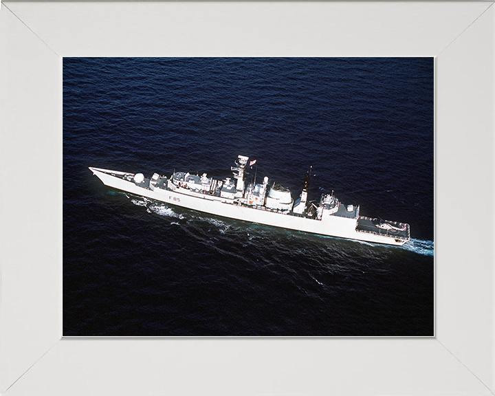 HMS Cumberland (F85) Royal Navy Type 22 Frigate From the Air Photo Print Wall Art Decor Posters, Prints, & Visual Artwork Hampshire Prints 10 x 8 White Frame No