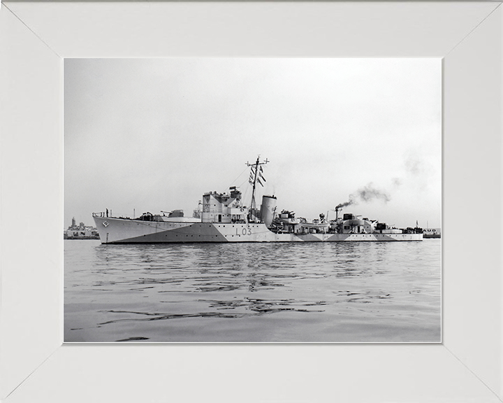 HMS Badsworth (L03) Royal Navy Hunt Class Destroyer Port Side View Photo Print Wall Art Decor Posters, Prints, & Visual Artwork Hampshire Prints 10 x 8 White Frame No