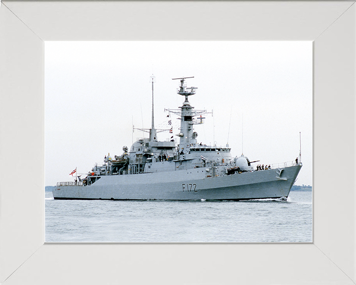 HMS Ambuscade (F172) Royal Navy Type 21 Frigate Entering Harbour Photo Print Wall Art Decor Posters, Prints, & Visual Artwork Hampshire Prints 10 x 8 White Frame No