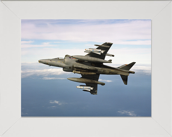 RAF Harrier Jet Banking 2002 Photo Print - Royal Air Force Aircraft Posters, Prints, & Visual Artwork Hampshire Prints 10 x 8 White Frame No
