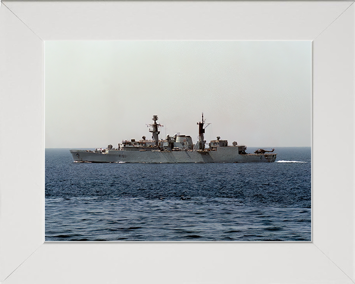 HMS Brazen (F91) Royal Navy Type 22 Frigate Port Beam View at Sea Photo Print Wall Art Decor Posters, Prints, & Visual Artwork Hampshire Prints 10 x 8 White Frame No