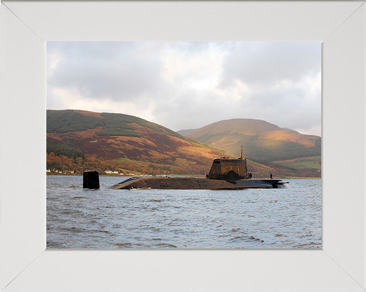 HMS Astute (S119) Photo Print - Starboard View 2009 - Royal Navy Astute Class Submarine Hampshire Prints 10 x 8 White Frame No
