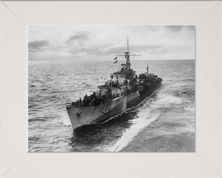 HMS Myngs (R06) Photo Print - At Sea 1944 - Royal Navy Z Class Destroyer Hampshire Prints 10 x 8 White Frame No