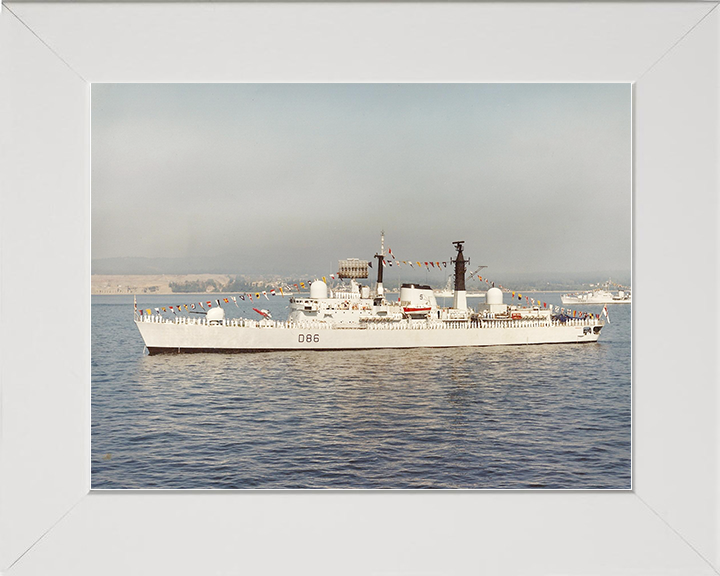 HMS Birmingham (D86) Royal Navy Type 42 Destroyer Dress Ship Photo Print Wall Art Decor Posters, Prints, & Visual Artwork Hampshire Prints 10 x 8 White Frame No