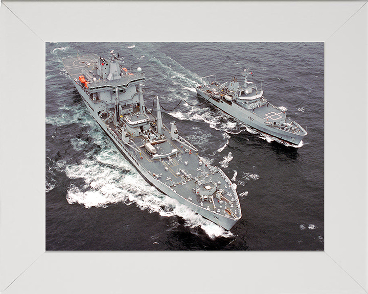RFA Wave Knight (A389) Photo Print - RAS With HMS Echo 2003 - Royal Fleet Auxiliary Wave Class Tanker Posters, Prints, & Visual Artwork Hampshire Prints 10 x 8 White Frame No