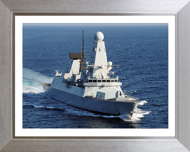 HMS Daring (D32) Photo Print - Starboard Bow View - Royal Navy Type 45 Destroyer Hampshire Prints 10 x 8 Silver Frame Yes