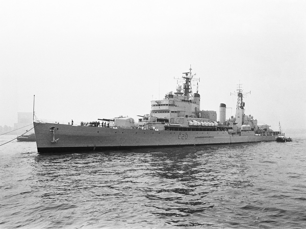 HMS Tiger C20 Tiger Class Light Cruiser Entering Harbour