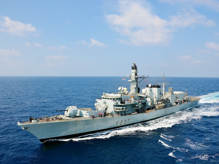 HMS Westminster F237 Type 23 Frigate Underway High Port Bow View