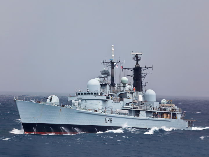 HMS York D98 Type 42 Destroyer Riding Waves