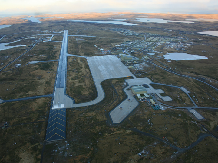 RAF Mount Pleasant Falkland Islands Aerial Airbase View Photo Print - Posters, Prints, & Visual Artwork - by Hampshire Prints (image 1 of 9)