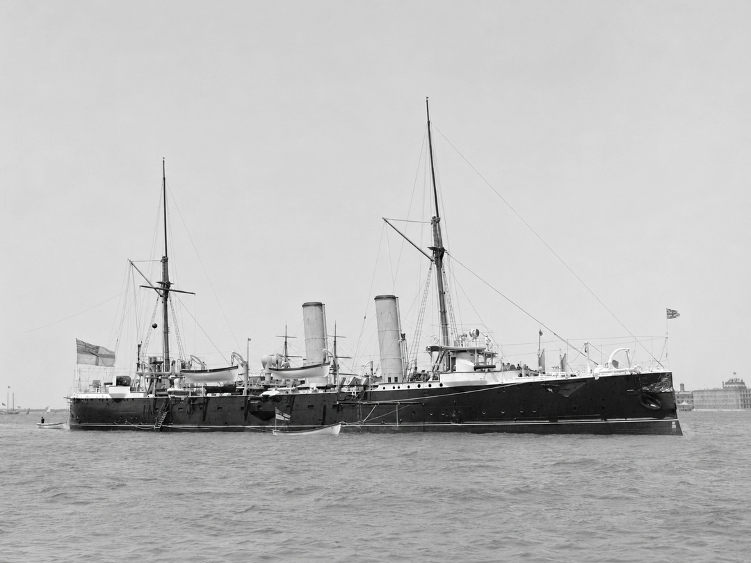 HMS Magicienne 1890 Marathon Class Cruiser 1899 Low Starboard View Photo Print - Posters, Prints, & Visual Artwork - by Hampshire Prints (image 1 of 9)