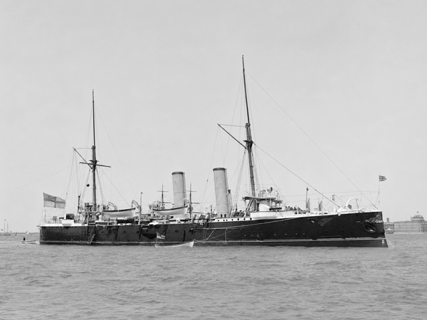 HMS Magicienne 1890 Marathon Class Cruiser 1899 Low Starboard View