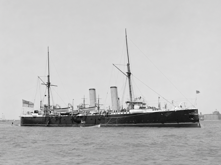 HMS Magicienne 1890 Marathon Class Cruiser 1899 Low Starboard View Photo Print - Posters, Prints, & Visual Artwork - by Hampshire Prints (image 1 of 9)