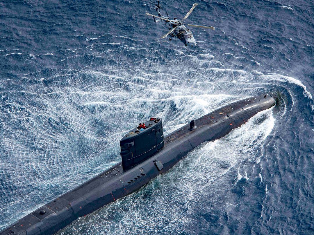 HMS Trenchant S91 Trafalgar Class Submarine 2017 With Wildcat Photo Print - Posters, Prints, & Visual Artwork - by Hampshire Prints (image 1 of 9)