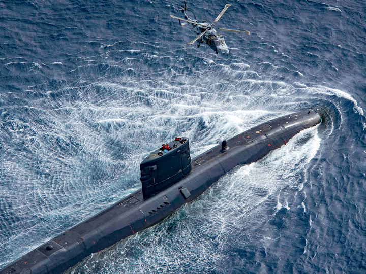 HMS Trenchant S91 Trafalgar Class Submarine 2017 With Wildcat Photo Print - Posters, Prints, & Visual Artwork - by Hampshire Prints (image 1 of 9)