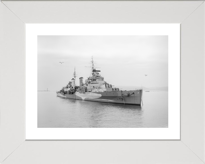 HMS Belfast C35 Town Class Light Cruiser Low Starboard Bow View