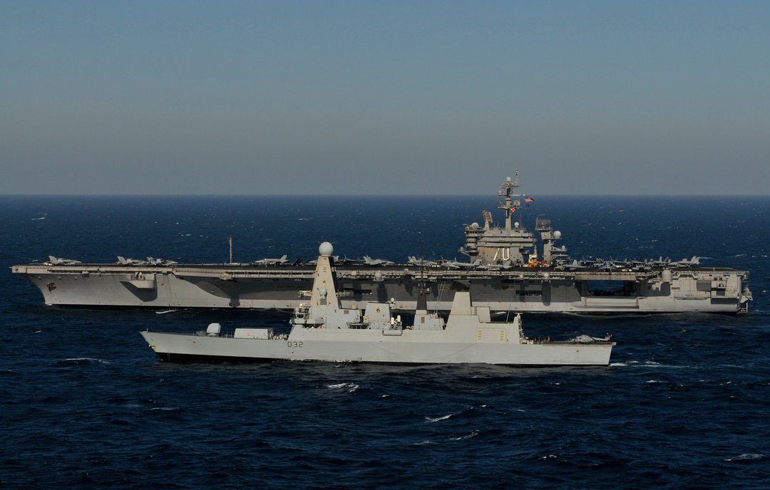HMS Daring D32 with USS Carl Vinson | Photo Print | Framed Print | Poster | Type 45 | Destroyer | Royal Navy Hampshire Prints