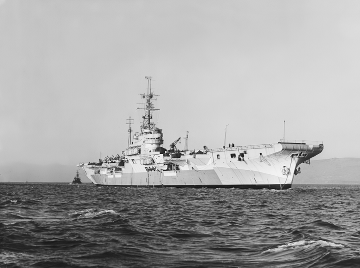 HMS Glory (R62) Royal Navy Colossus Class Aircraft Carrier At Anchor Photo Print Wall Art Decor - Posters, Prints, & Visual Artwork - by Hampshire Prints (image 1 of 9)