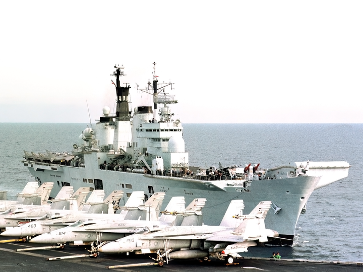 HMS Illustrious (R06) Royal Navy Invincible Class Aircraft Carrier From US Carrier Photo Print Wall Art Decor - Posters, Prints, & Visual Artwork - by Hampshire Prints (image 1 of 9)