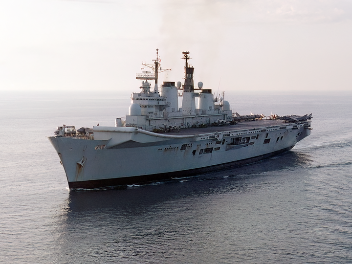 HMS Illustrious (R06) Royal Navy Invincible Class Aircraft Carrier Low Port Bow View Photo Print Wall Art Decor - Posters, Prints, & Visual Artwork - by Hampshire Prints (image 1 of 9)