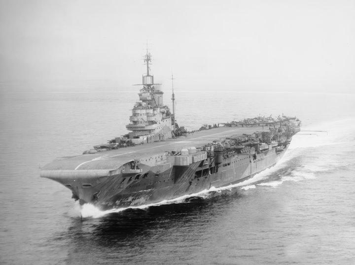 HMS Indomitable 92 Illustrious Class Aircraft Carrier 1943 Aerial Port Side Photo Print - Posters, Prints, & Visual Artwork - by Hampshire Prints (image 1 of 9)