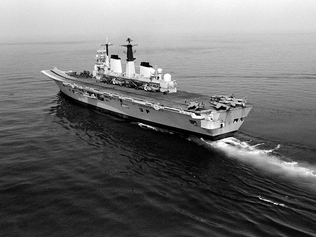 HMS Invincible R05 Invincible Class Aircraft Carrier May 1990 Black and White Photo Print - Posters, Prints, & Visual Artwork - by Hampshire Prints (image 1 of 9)