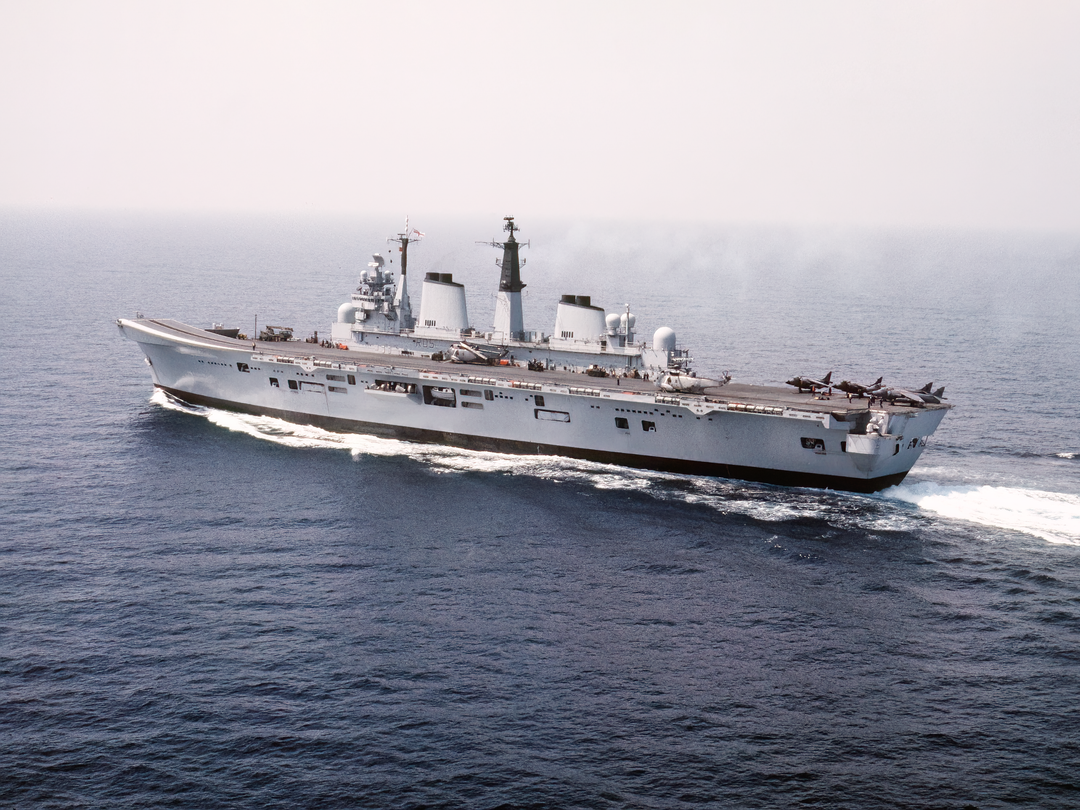 HMS Invincible R05 Invincible Class Aircraft Carrier May 1990 High Port Side View Photo Print - Posters, Prints, & Visual Artwork - by Hampshire Prints (image 1 of 9)