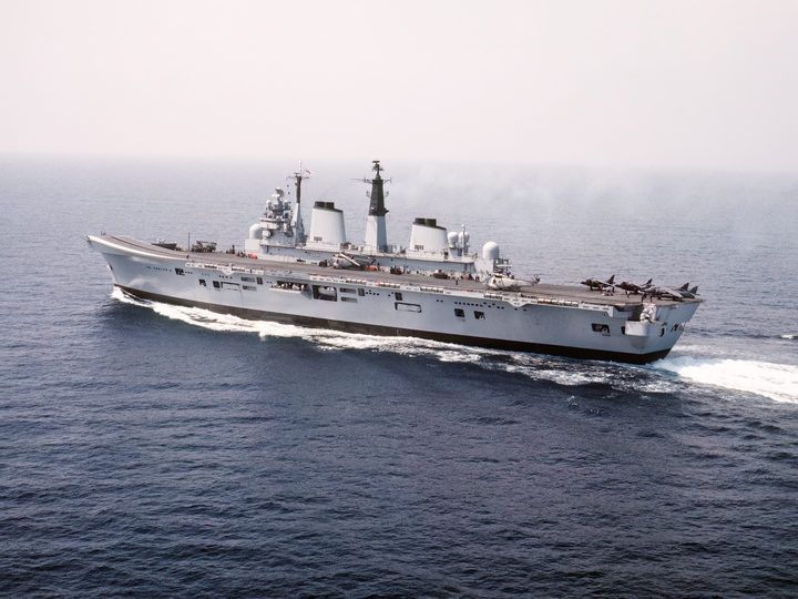 HMS Invincible R05 Invincible Class Aircraft Carrier May 1990 High Port Side View Photo Print - Posters, Prints, & Visual Artwork - by Hampshire Prints (image 1 of 9)