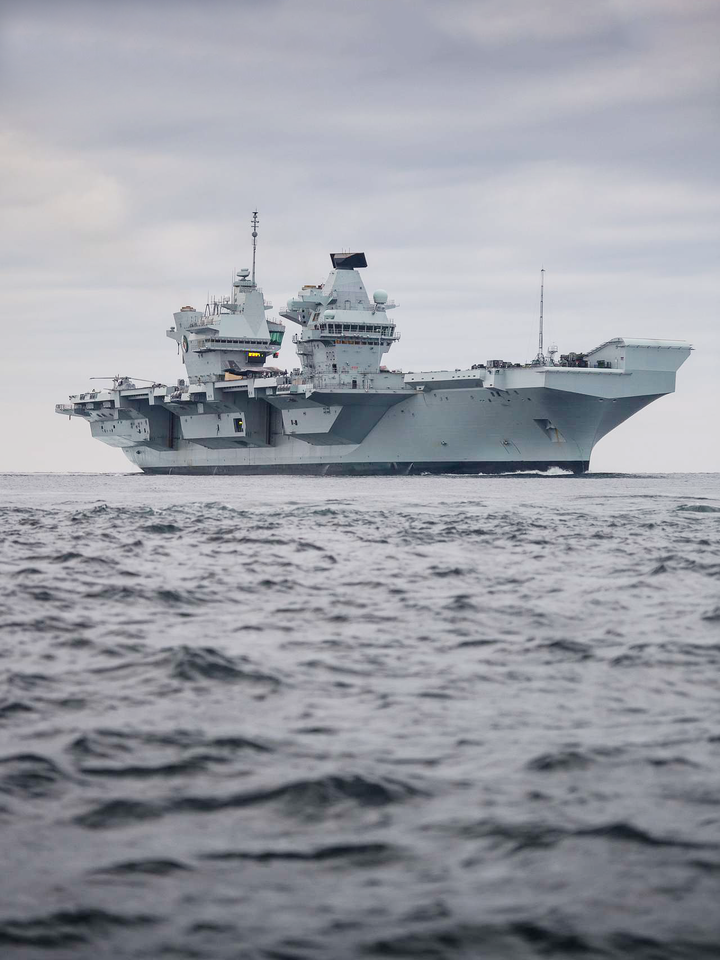 HMS Queen Elizabeth R08 Queen Elizabeth Class Aircraft Carrier Low Starboard View Photo Print - Posters, Prints, & Visual Artwork - by Hampshire Prints (image 1 of 9)