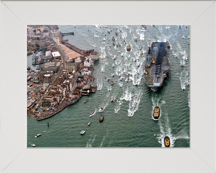 HMS Hermes (R12) Royal Navy Centaur Class Aircraft Carrier Falklands Return to Portsmouth Photo Print Wall Art Decor - Posters, Prints, & Visual Artwork - by Hampshire Prints (image 5 of 9)
