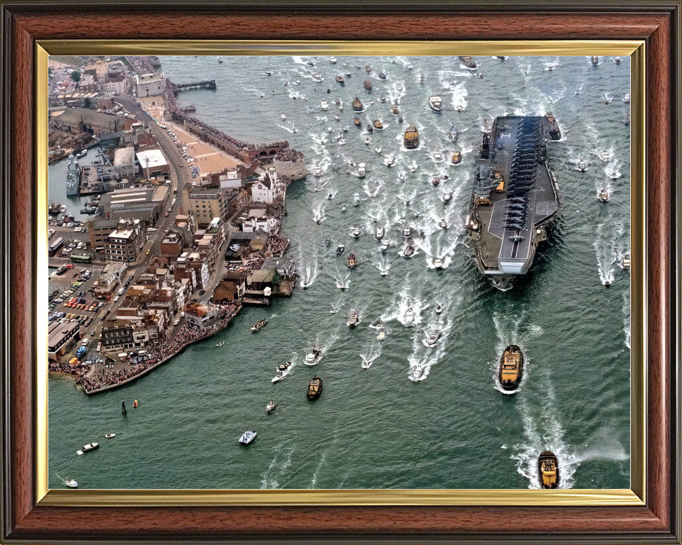 HMS Hermes (R12) Royal Navy Centaur Class Aircraft Carrier Falklands Return to Portsmouth Photo Print Wall Art Decor - Posters, Prints, & Visual Artwork - by Hampshire Prints (image 9 of 9)