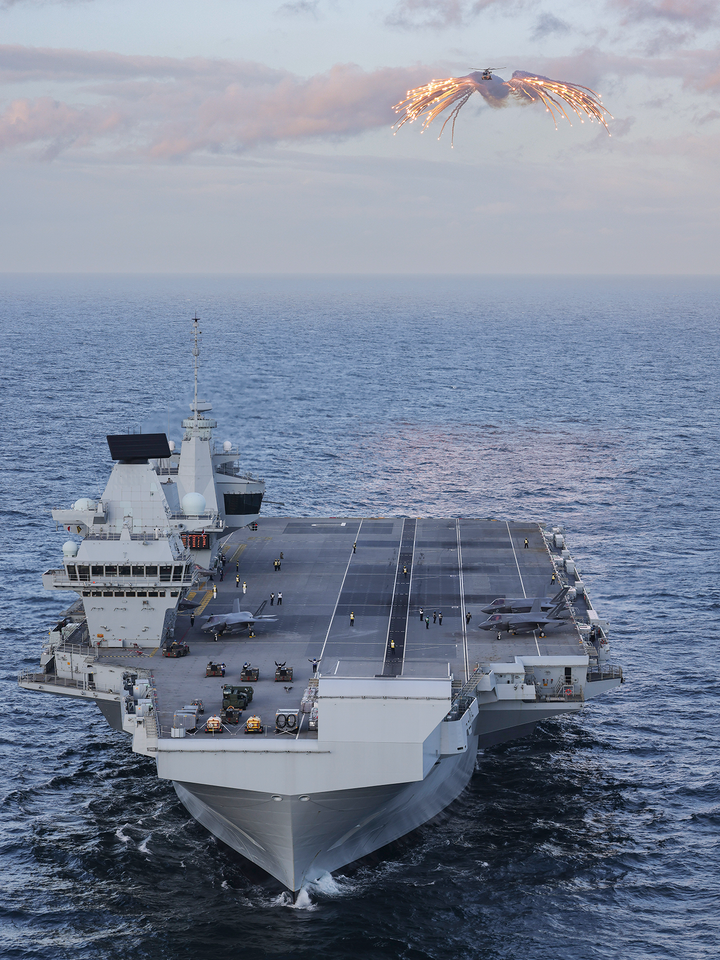 HMS Prince of Wales R09 Queen Elizabeth Class Aircraft Carrier February 2024 High Bow View Photo Print - Posters, Prints, & Visual Artwork - by Hampshire Prints (image 1 of 9)