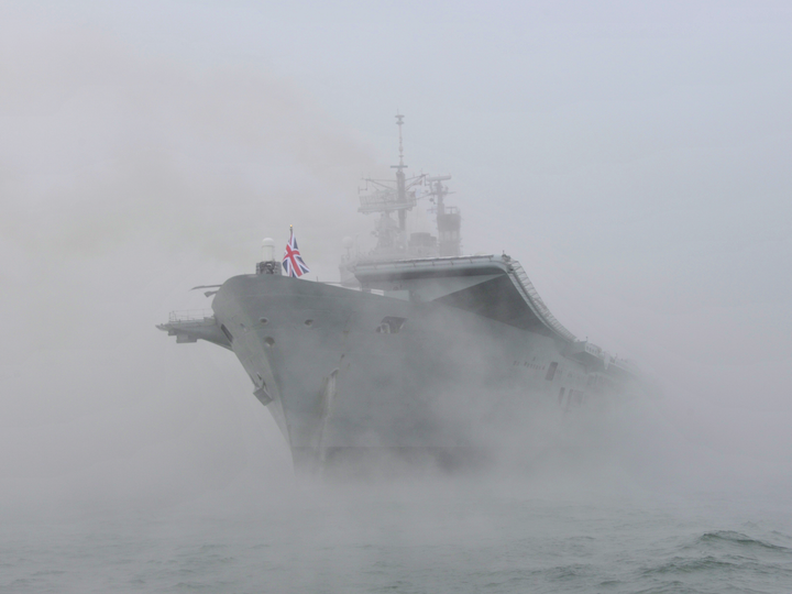 HMS Ark Royal (R07) Royal Navy Invincible Class Aircraft Carrier At Anchor in Mist Photo Print Wall Art Decor Posters, Prints, & Visual Artwork Hampshire Prints 6 x 4 No Frame No