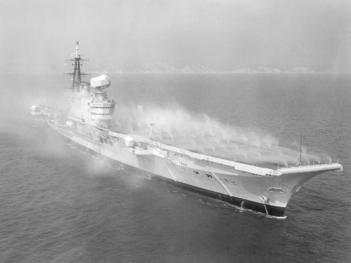 HMS Hermes (R12) Royal Navy Centaur Class Aircraft Carrier Pre Wetting Starboard View Photo Print Wall Art Decor - Posters, Prints, & Visual Artwork - by Hampshire Prints (image 1 of 9)