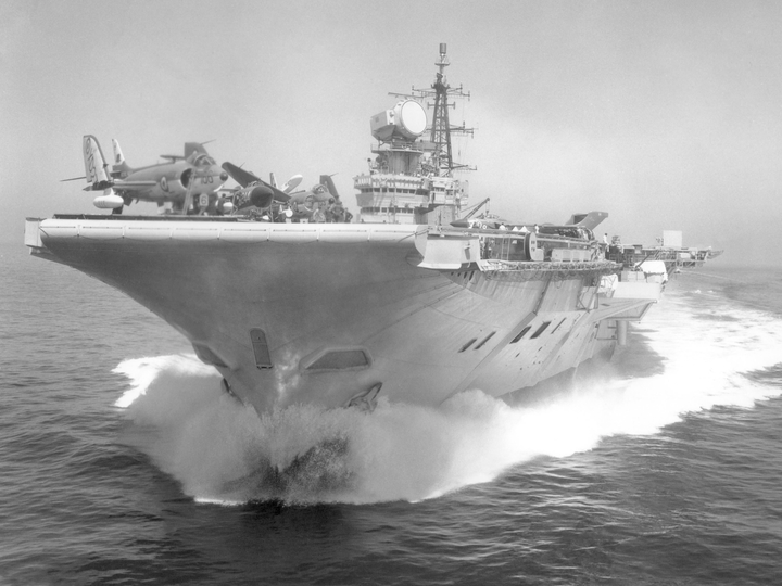 HMS Hermes (R12) Royal Navy Centaur Class Aircraft Carrier Low Bow View Photo Print Wall Art Decor - Posters, Prints, & Visual Artwork - by Hampshire Prints (image 1 of 9)