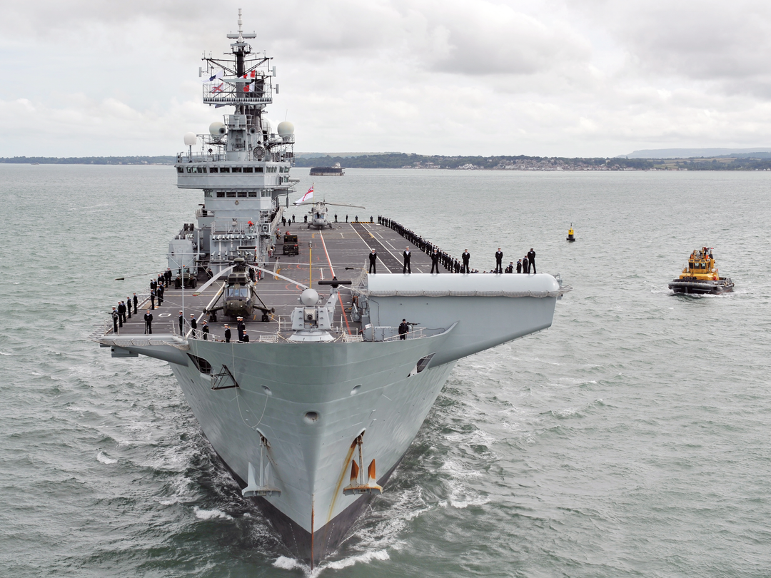 HMS Illustrious (R06) Royal Navy Invincible Class Aircraft Carrier Entering Harbour Bow View Photo Print Wall Art Decor - Posters, Prints, & Visual Artwork - by Hampshire Prints (image 1 of 9)
