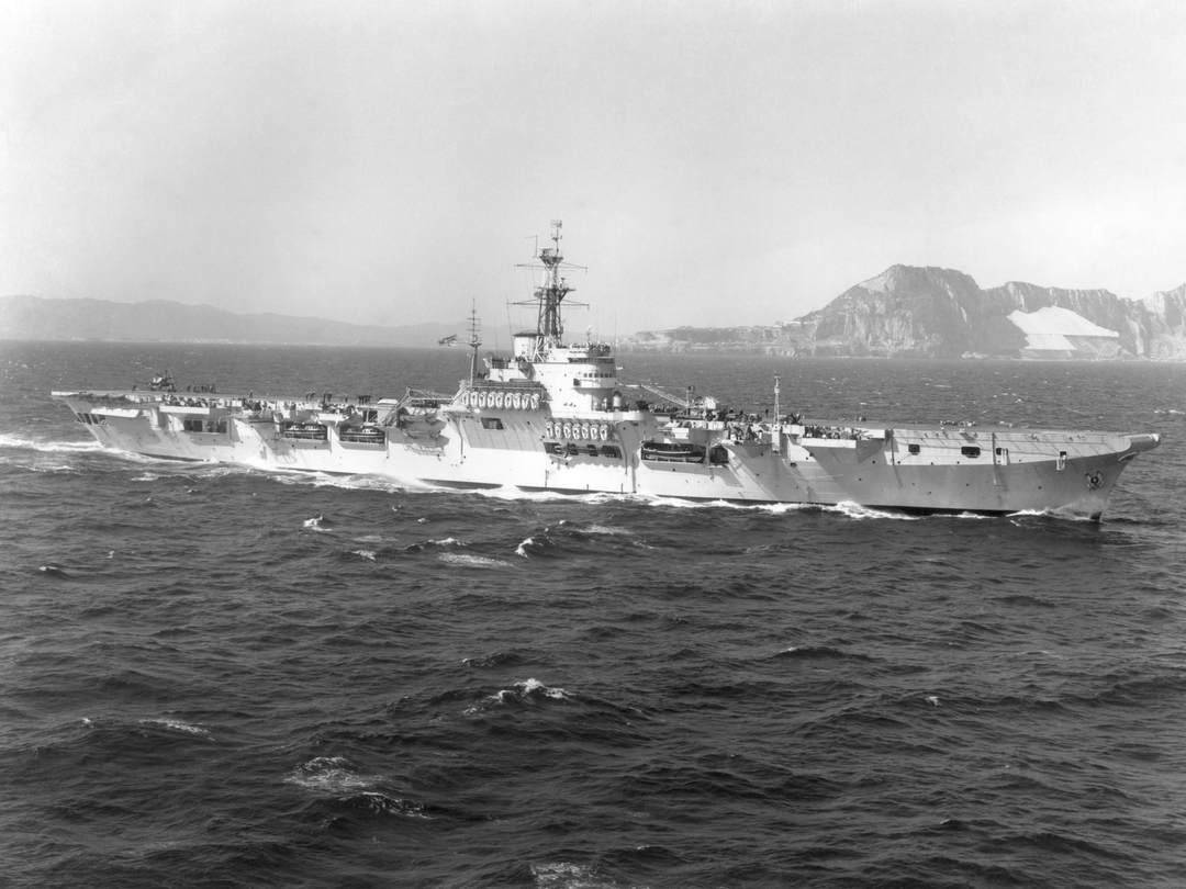 HMS Warrior R31 Colossus Class Aircraft Carrier Off Gibraltar Photo Print - Posters, Prints, & Visual Artwork - by Hampshire Prints (image 1 of 9)
