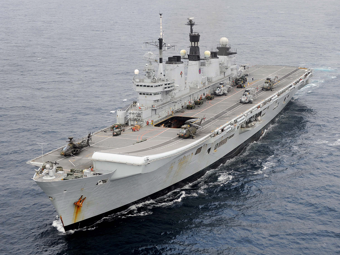 HMS Illustrious (R06) Royal Navy Invincible Class Aircraft Carrier At Sea Port Side View Photo Print Wall Art Decor - Posters, Prints, & Visual Artwork - by Hampshire Prints (image 1 of 9)