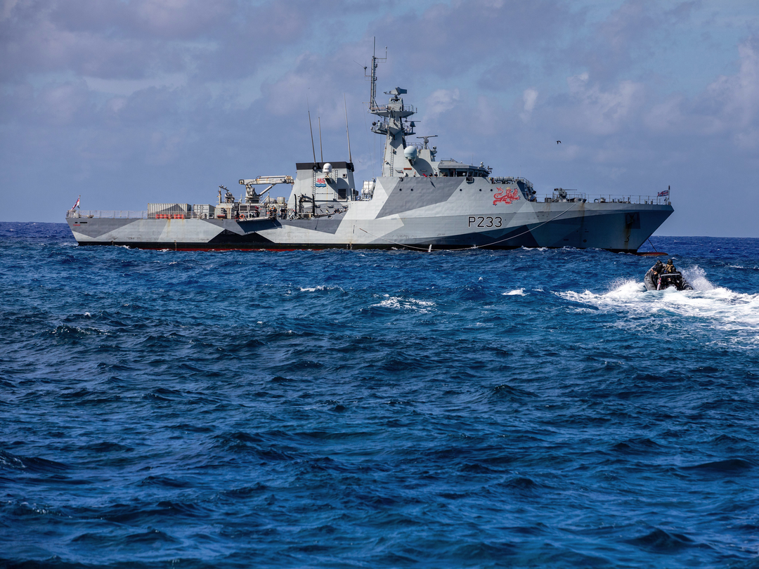 HMS Tamar P233 River Class Patrol Vessel January 2024 With Seaboat Photo Print - Posters, Prints, & Visual Artwork - by Hampshire Prints (image 1 of 9)