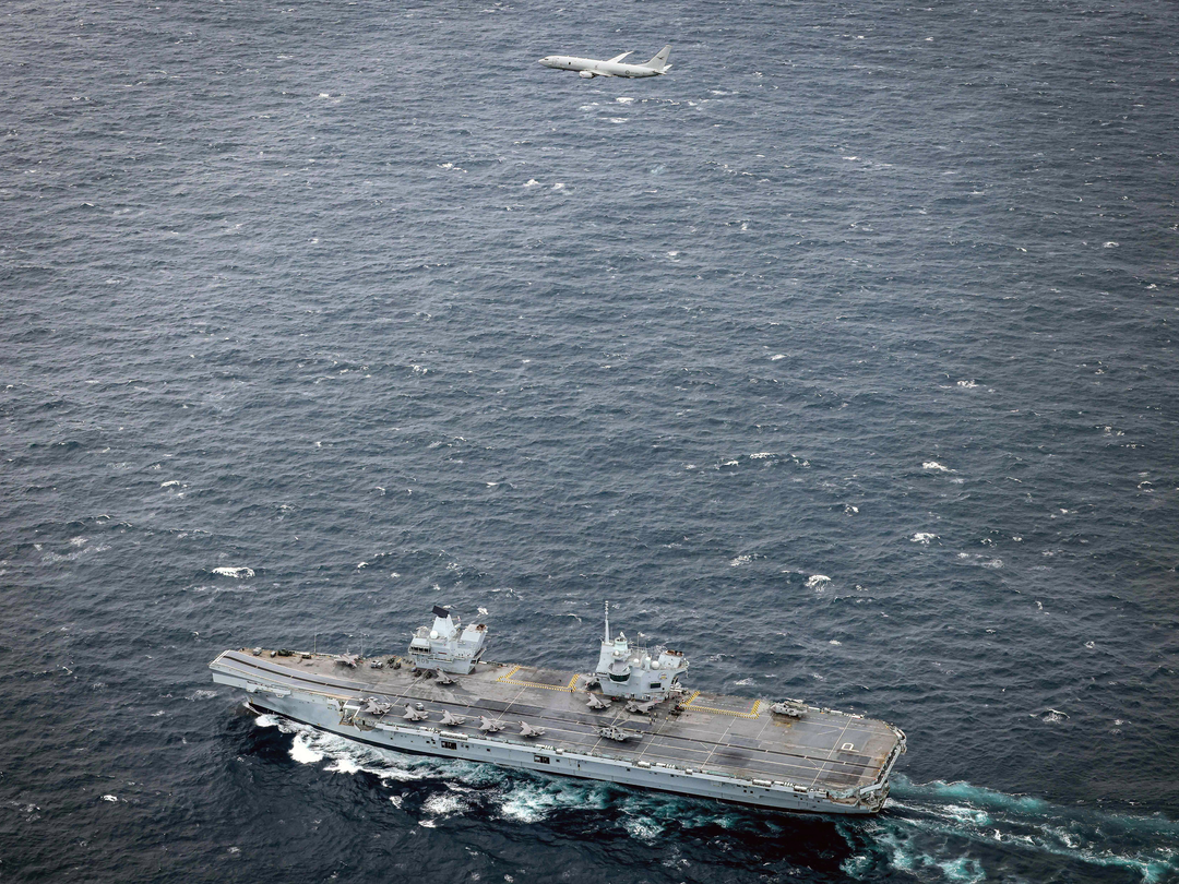 HMS Prince of Wales (R09) Photo Print - With Poseidon - Royal Navy Queen Elizabeth Class Aircraft Carrier Hampshire Prints 6 x 4 No Frame No