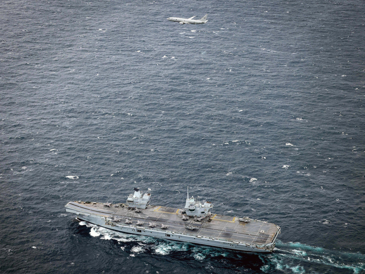 HMS Prince of Wales (R09) Photo Print - With Poseidon - Royal Navy Queen Elizabeth Class Aircraft Carrier Hampshire Prints 6 x 4 No Frame No