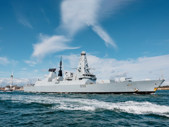 HMS Dauntless D33 Type 45 Destroyer 22 April 2025 Exiting Portsmouth