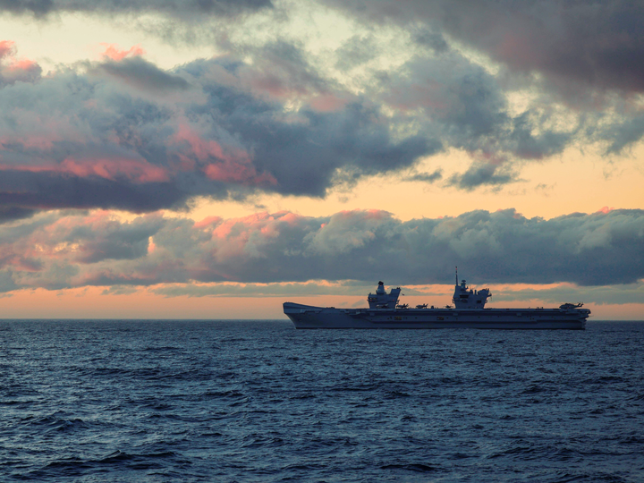 HMS Prince of Wales (R09) Photo Print - At sunset - Royal Navy Queen Elizabeth Class Aircraft Carrier Hampshire Prints 6 x 4 No Frame No