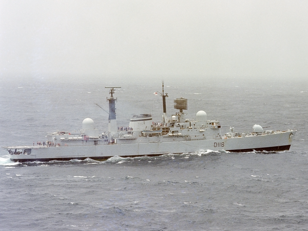 HMS Coventry D118 Type 42 Destroyer Early 1982 At Sea Starboard Beam View